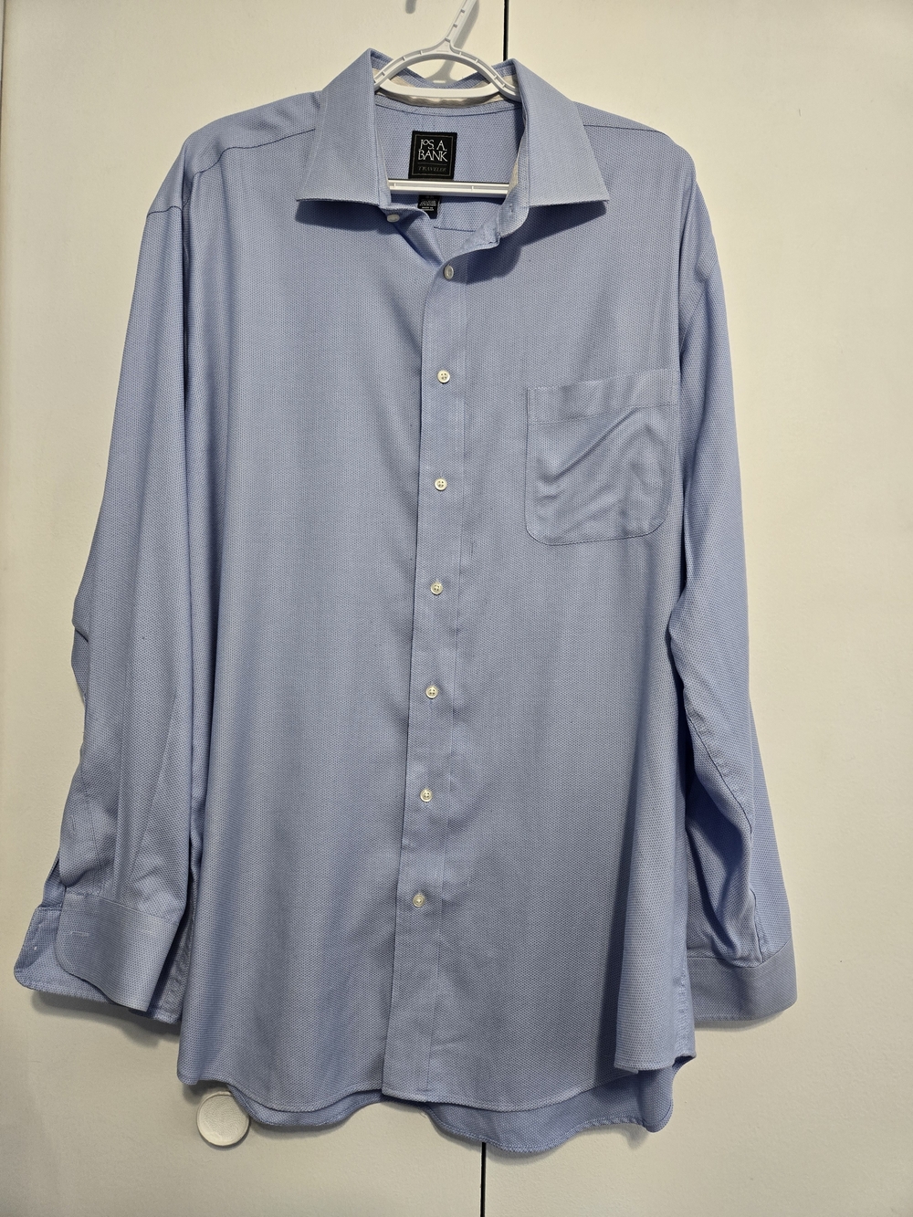 Jos. A. Bank Traveler TravelTech Blue Tailored Fit Dress Shirt 18-35
